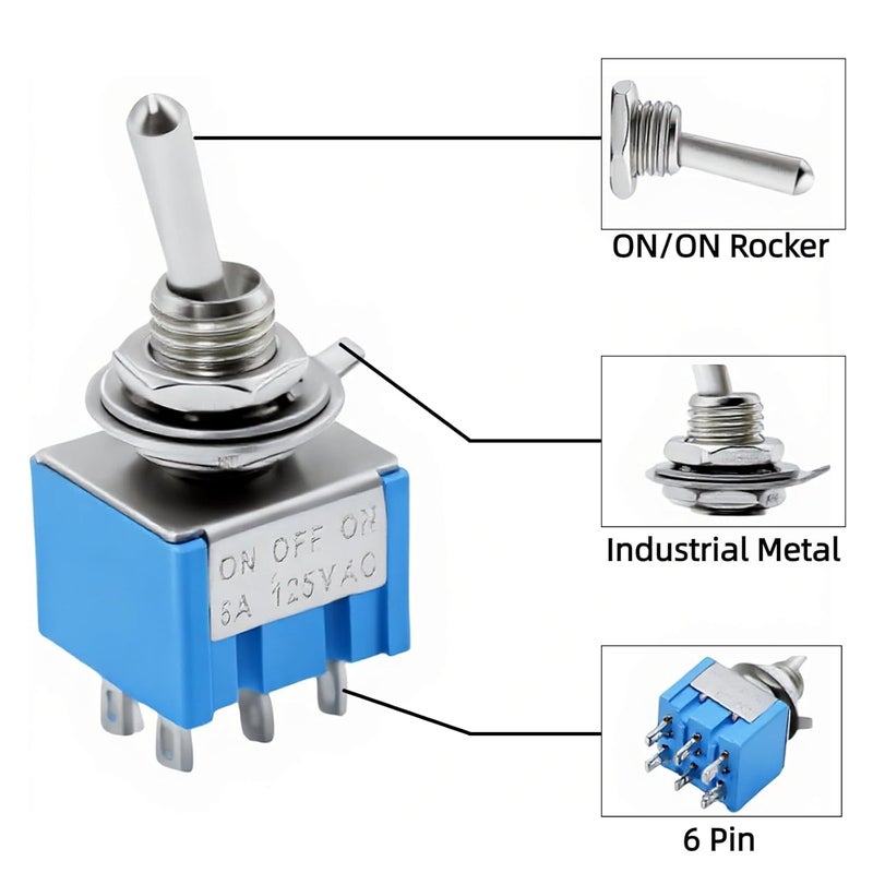EGSCST 12 قطعة مفتاح تبديل مصغر SPST 6A 125V مفتاح روك صغير ON/Off/ON 6 دبابيس 3 وضعيات - Image 5